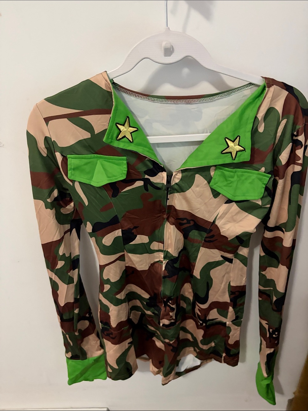 Girls' Camo Military-Inspired Long Sleeve Top - Green